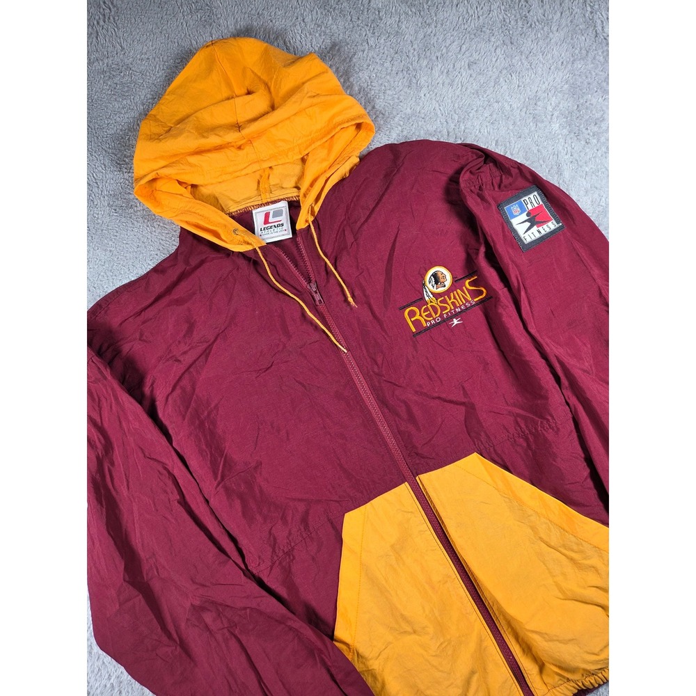 Legends Athletic Windbreaker XL Burgundy Gold Mens Vintage Redskins NFL Jacket
